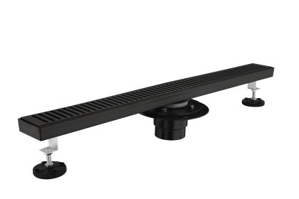 28 Inches Linear Shower Drain with Removable Quadrato Pattern Grate, 304 Stainless Shower Drain Included Hair Strainer and Leveling Feet