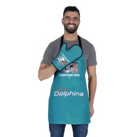 [Personalization Only] Official NFL Dolphins Personalized Apron and BBQ Mitt Set