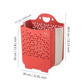 Folding Laundry Basket Bathroom Clothes Storage Organizer Baskets Portable Punch-Free Laundry basket Holder Home Accessories (Color: Red L)