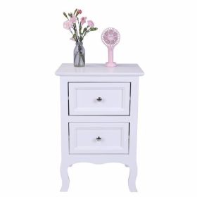Country Style Two-Tier Night Table Large Size White (Color: as picture)