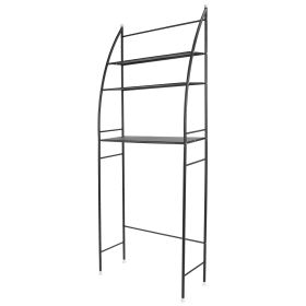 3 Tier 25.59x9.84x66.14in Bathroom Over the Toilet Storage Shelf Free Standing Laundry Room Organizer Space Saver Rack (Color: Black)