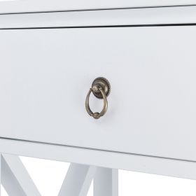 FCH Nightstand Modern End Table, Side Table with 1 Drawer and Storage Shelf, White (Color: As shown in the figure)
